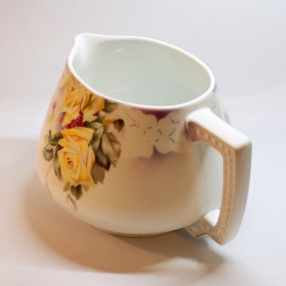 J&C Bavaria Vintage Antique Large Pitcher Hand Painted Porcelain Roses Germany - Picture 7 of 13